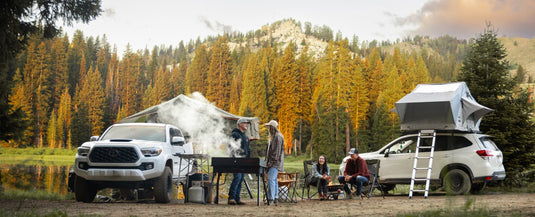 Stove in a mountain scene.