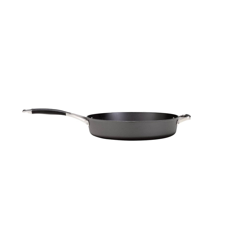 Load image into Gallery viewer, The Camp Chef Heritage Skillets is a black nonstick frying pan with a long handle and a small helper handle, designed for excellent searing, displayed against a plain white background.
