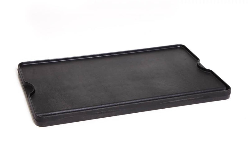 Load image into Gallery viewer, The Camp Chef Griddles 16 is a rectangular black serving tray with raised edges and two small indents on opposite sides, shown on a white background.
