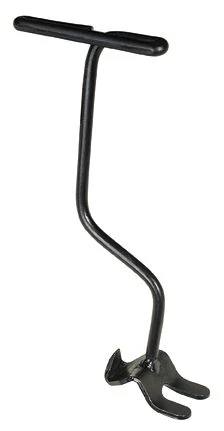 The Camp Chef Deluxe Dutch Oven is a black metal cookware item with a sturdy handle and T-shaped grip, designed for easy lifting; its flat bottom ensures even heating, making it ideal for baking or roasting.