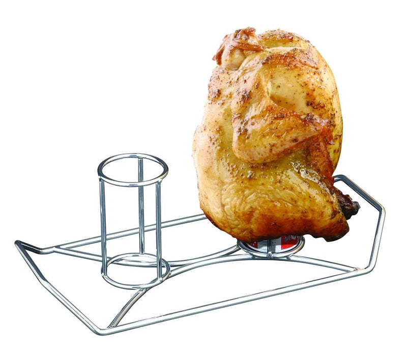 Load image into Gallery viewer, The Camp Chef Beer Can Chicken Holder keeps your whole roasted chicken upright for even cooking—ideal for your next patio grill gathering.
