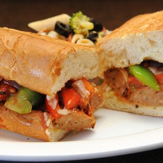 Dutch Oven Sausage and Pepper Sandwich