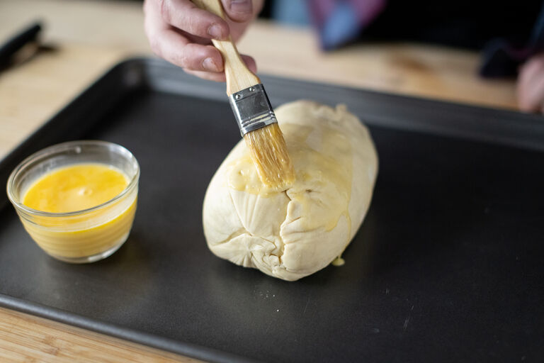 preparing beef wellington