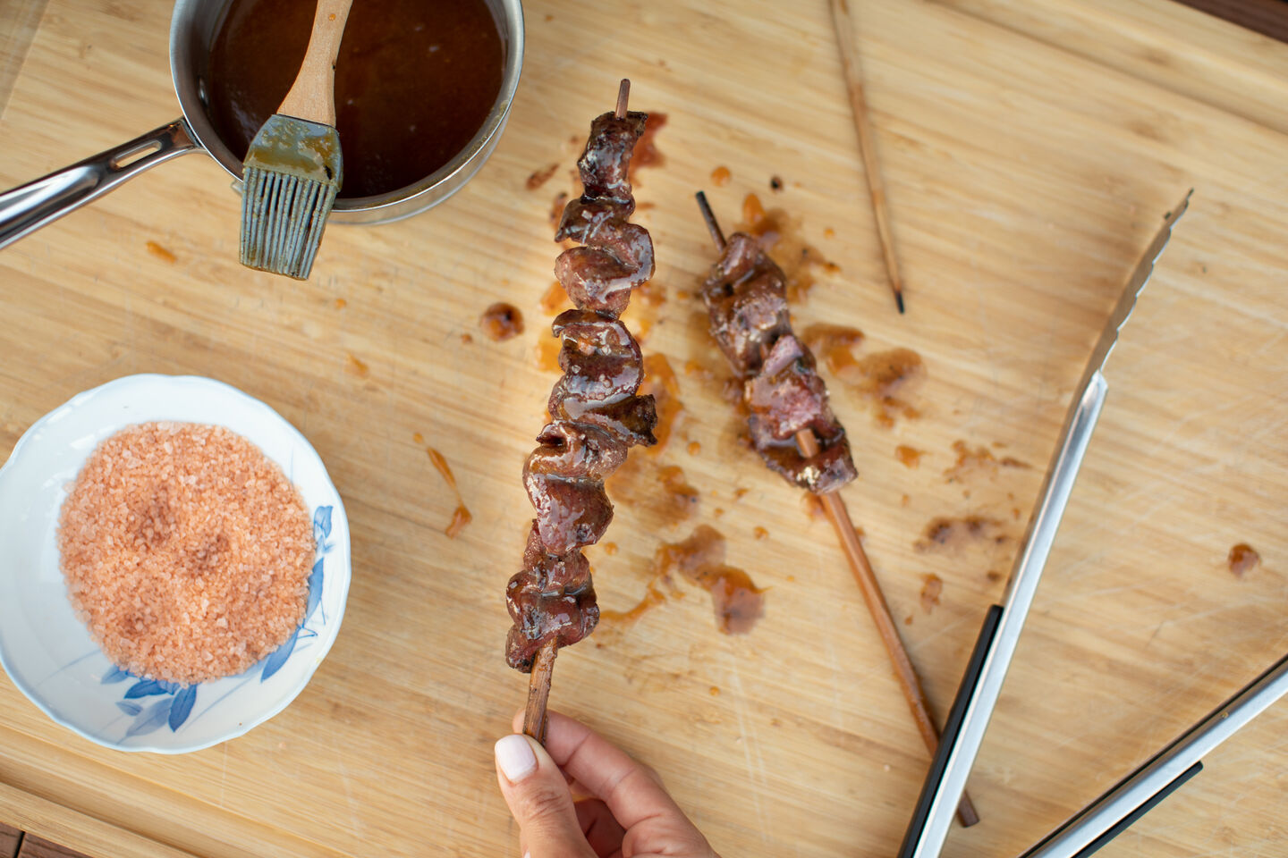 grilled axis heart skewer
