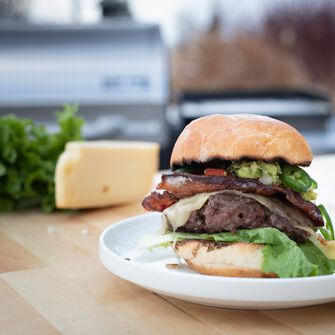 wagyu smash burger with grilled guacamole