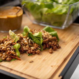 Asian Lettuce Wraps with Peanut Sauce