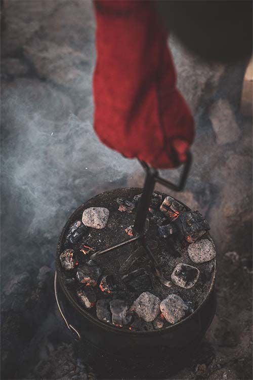 Cook with charcoal briquettes 