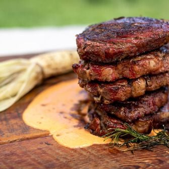 Butter Basted Ribeye with Cornhuskers Sauce Butter Basted Ribeye with Cornhuskers Sauce