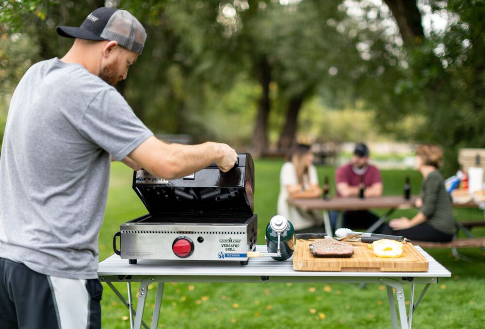 Camp Chef Big Gas Grill 16 Outdoor Stove with BBQ Box Accessory