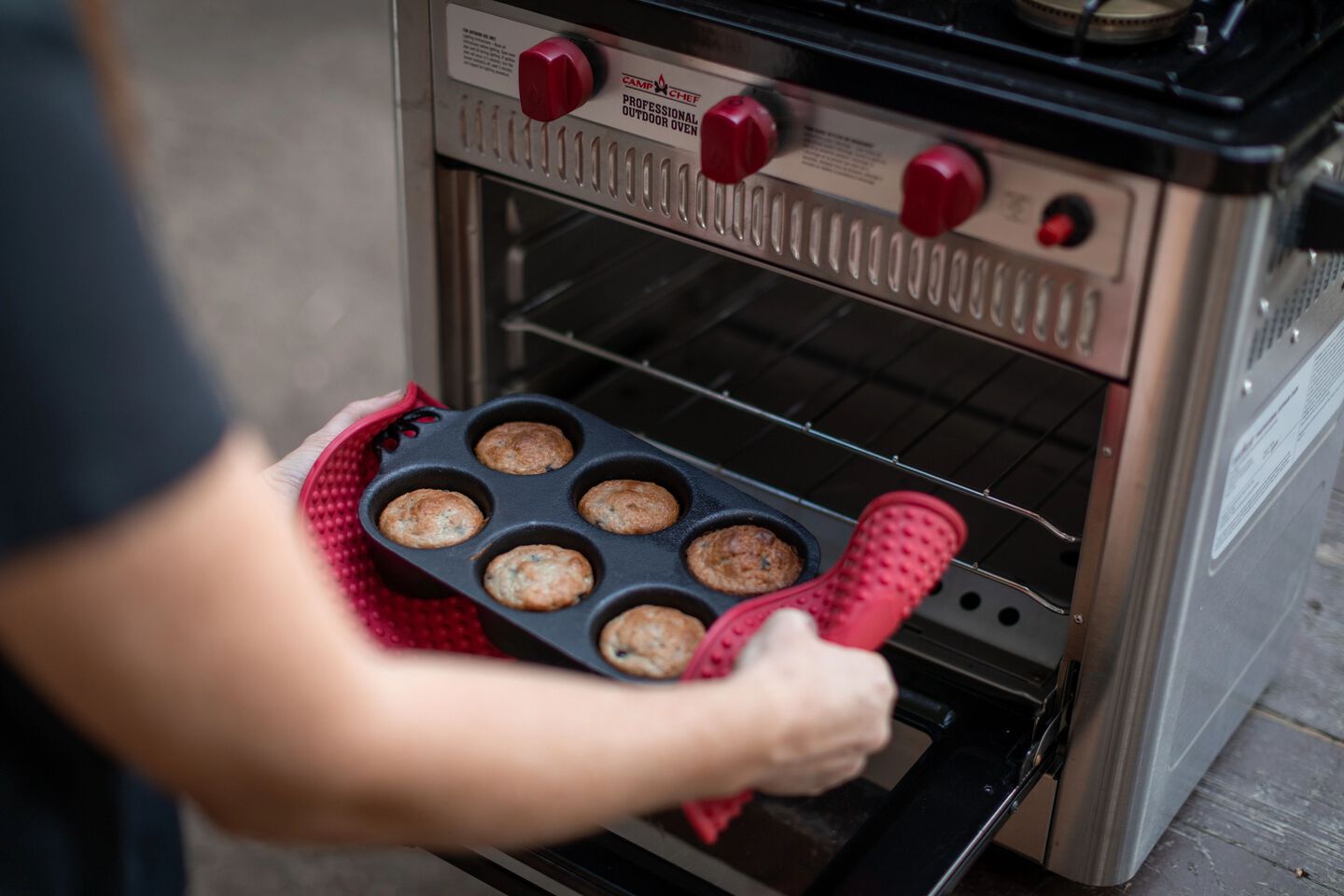 baking muffins in the Camp Oven baking muffins in the Camp Oven