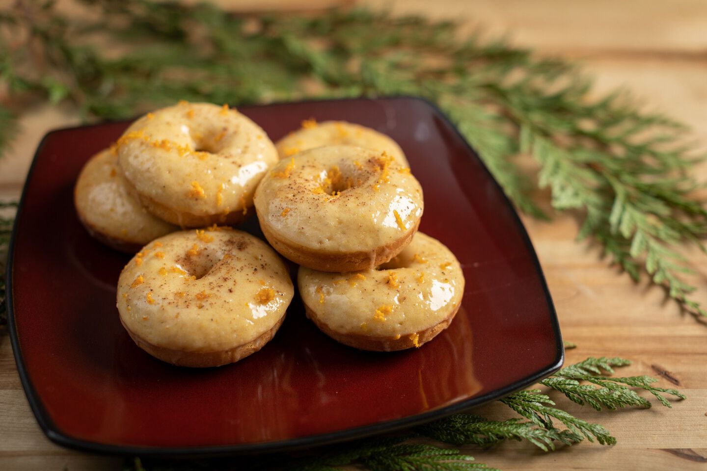 Orange Glazed Eggnog Donuts eggnog donuts