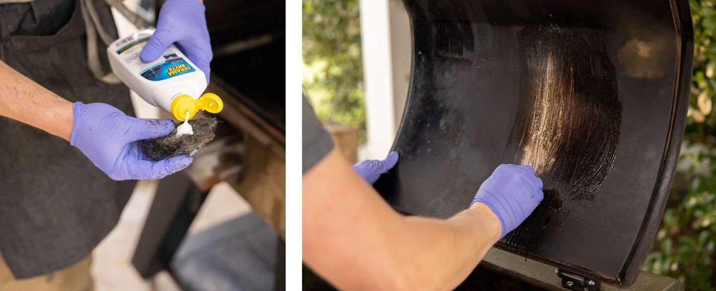 degreasing the inside of a pellet grill lid degreasing the inside of a pellet grill lid