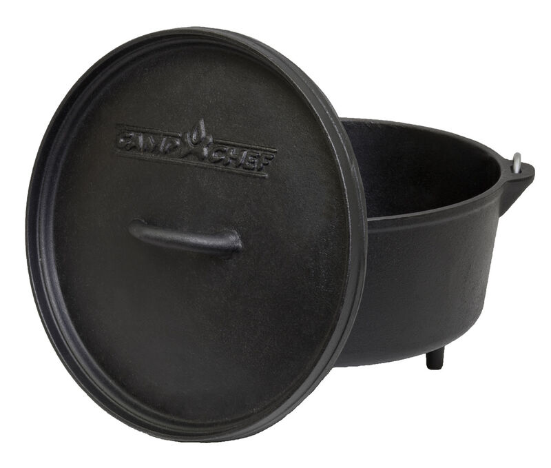 Camp Chef 12 inch Cast Iron Deep Dutch Oven With True Seasoned Finish, Size: 8 qt