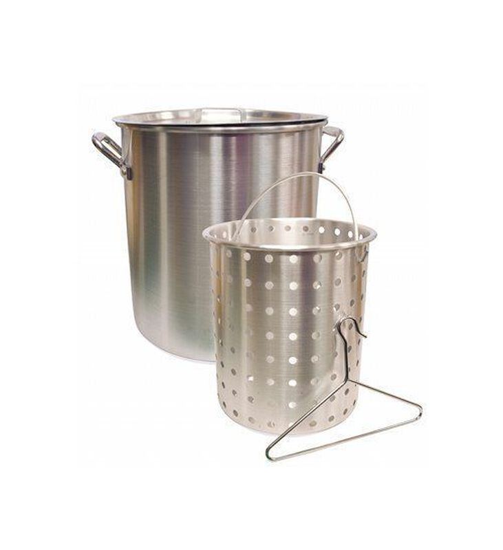 Kitchen Aluminum 32 Quart Steamer Pot with 21 Quart Steamer Basket and  Glass USA