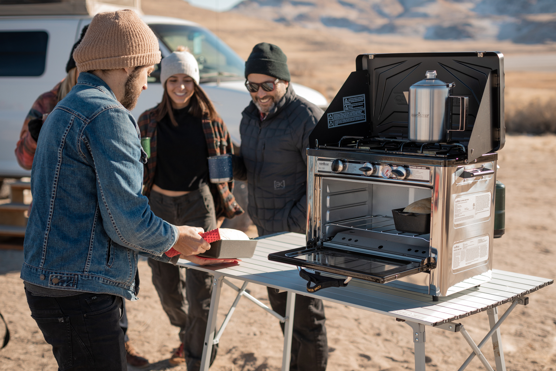 Camp Oven, Gas Oven Combo Camp Chef Outdoor Camp Oven, Insulated Oven Box,  Outdoor Butane Gas Oven Stove With Safety Device, Baking Pan And Rack For